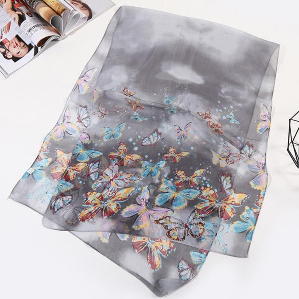 Korean Version Of Chiffon Silk Scarf Butterfly Scarf Gauze- Seaside Sunscreen Shawl
