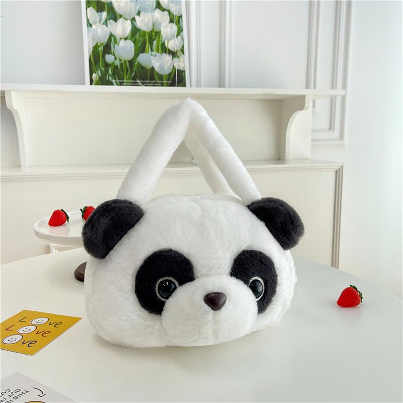 Модная плюшевая мультяшная сумка большой вместимости, милый ягодный медведь, ананас, щенок, белка, на плечо, сумка-тоут, панда