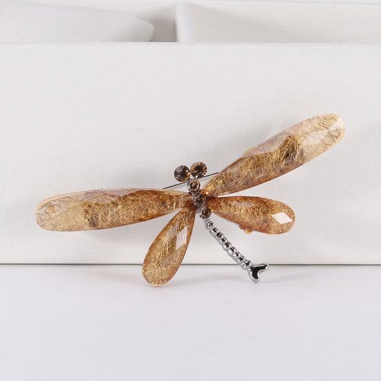 Ослепительная брошь в виде насекомых-стрекоз, мультяшная акриловая брошь с кристаллами, универсальное пальто, аксессуары для одежды, корсаж