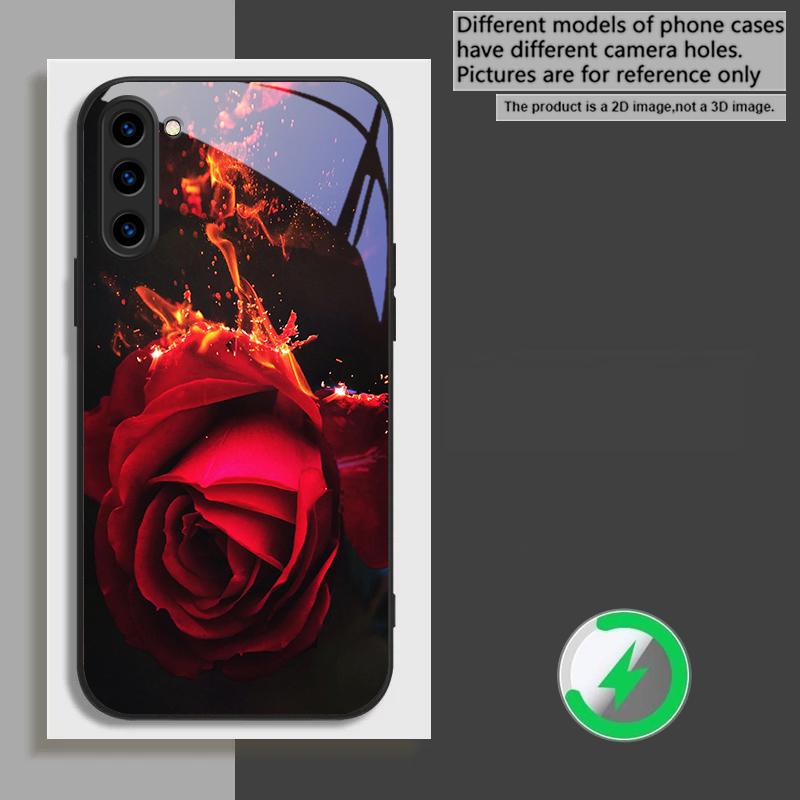 Великолепная Огненная Роза Подходит для Samsung Galaxy S26 Ultra S20 FE S21 S22+ S23 Plus S24 S25 Edge Магнетизм Стекло Чехол для Телефона