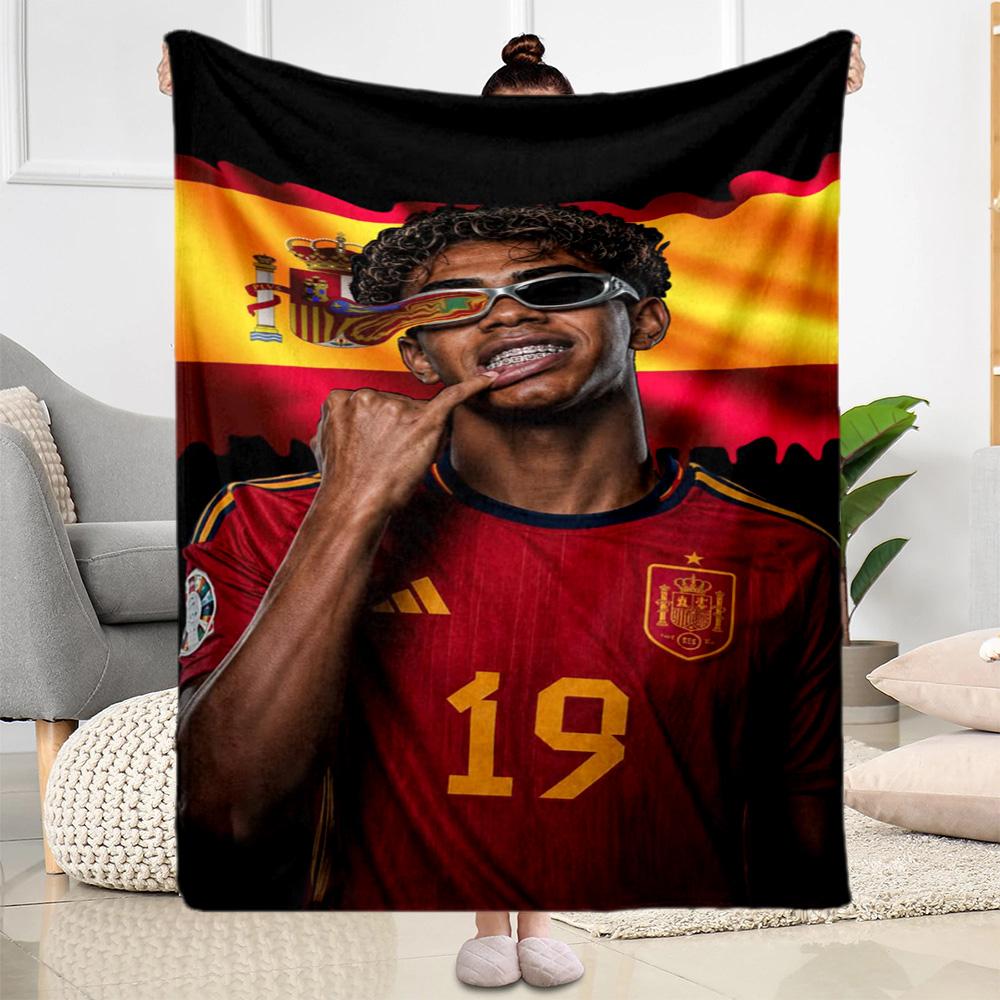 Lamine Yamal's Spain Football Celebration Blanket Ultra-Soft Perfect for Bed Seaside Sofa All-Season Use Playful Design Birthday Christmas Gift Blanke