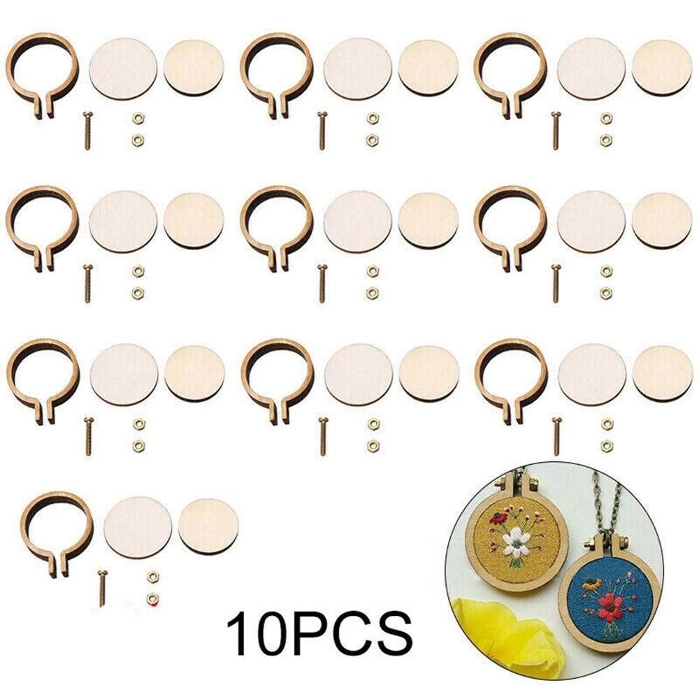 Fairy Wisdom 10Pcs/Set Mini Wooden Cross Stitch Frame Embroidery Hoop Ring Crafts DIY