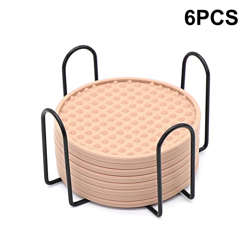 6Pcs 10cm Silicone Coasters Round Heat Resistant Rubber Tea Cup Mat Drink Coffee Mug Glass Beverage Holder Pad Decor Table Mat