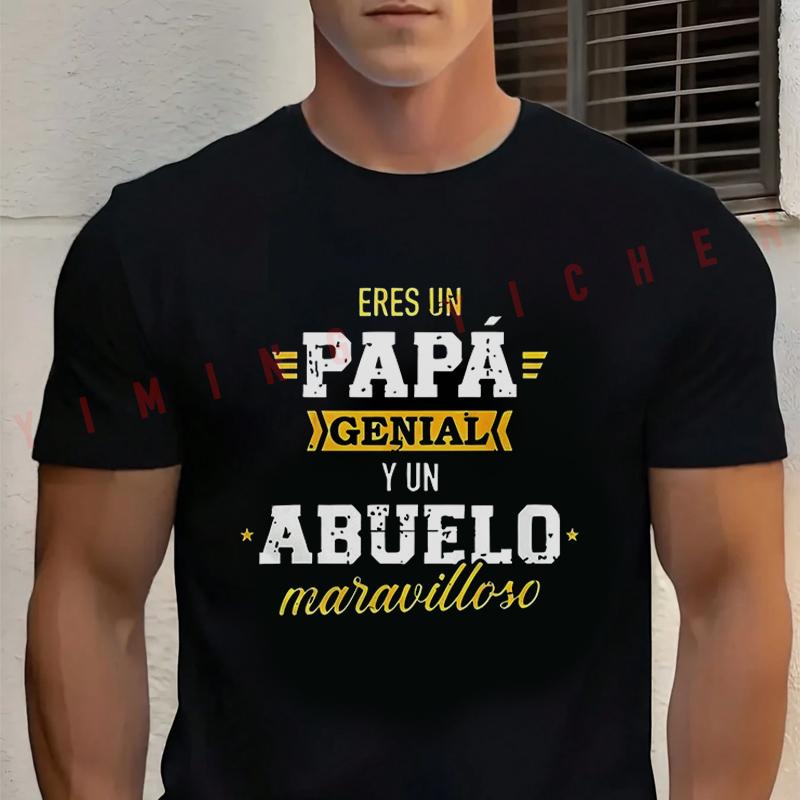 Un Papá Genial Y Abuelo Maravilloso - Spanish Father's Day Gift Motorcycle T-shirt Cotton O-neck Short Sleeve Fashion Tops Tee