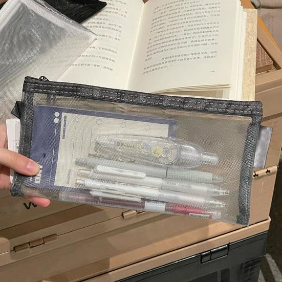 Пенал Полностью Прозрачный Большой Вместимости Сетчатый Пенал Безопасный для Проверки на Экзаменах Удобный Простой Пенал для Хранения Канцелярских Принадлежностей