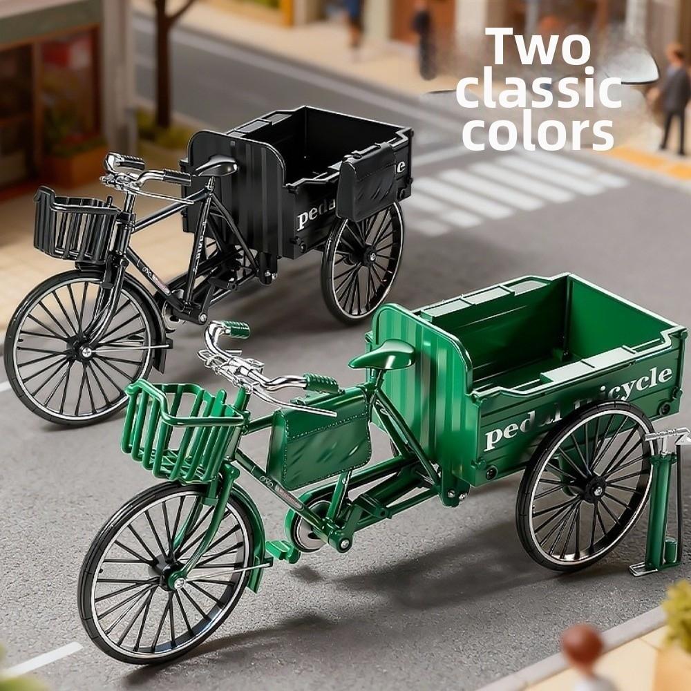 Three-Wheeled Design Flatbed Vehicle Model Simulation Pedal Tricycle Ornament Display