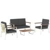 Garden Sofa Set for 4 People: 2 Armchairs, Loveseat, Coffee Table