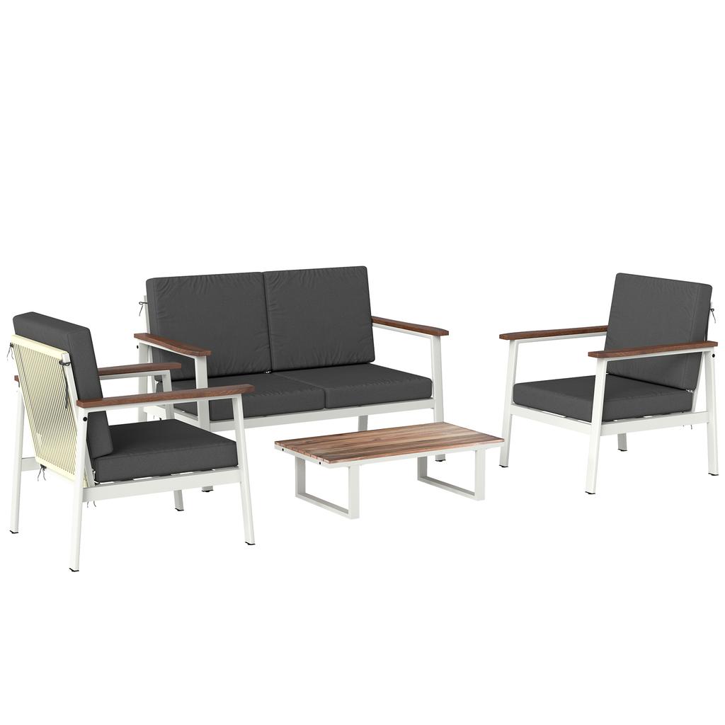 Garden Sofa Set for 4 People: 2 Armchairs, Loveseat, Coffee Table