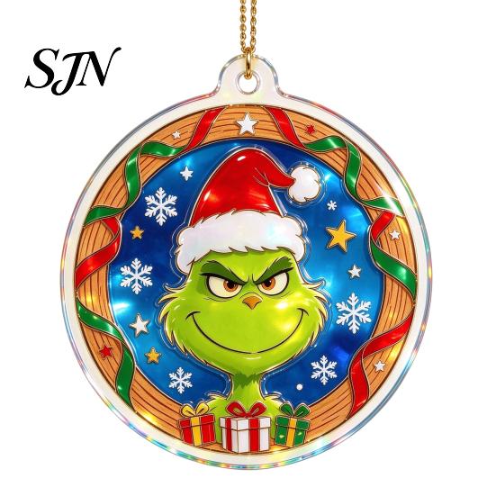 Winter Wonderland Party Favors Green Elf Christmas Ornament, 2D Acrylic Red Bell Tree Candy Cane Gift Box Lightweight Festive Pendants Shaped