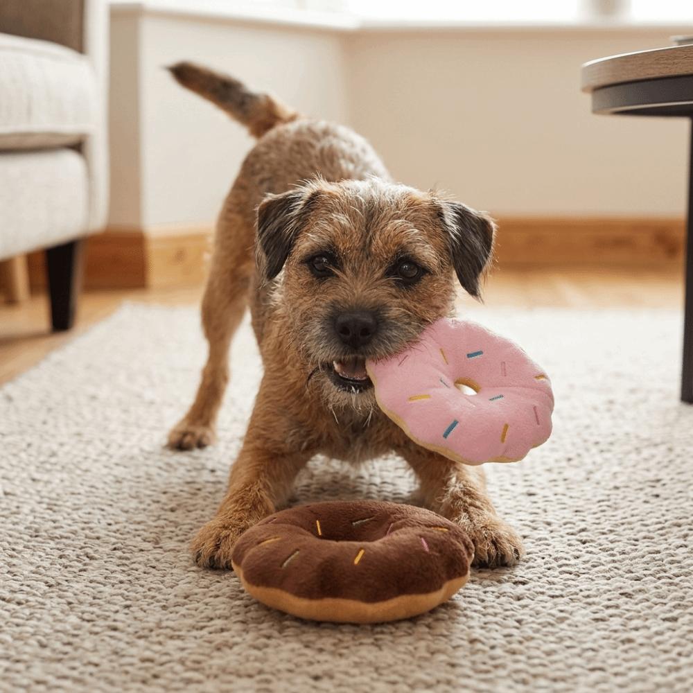 Round Shape Dog Chew Ring Plush Surface Puppy Play Toy Squeaky Pet Toy  Daily Pet Entertainment