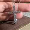 Fine Lab Diamond Cz Крест Подвеска Настоящее Стерлингового Серебра 925 пробы Вечерние Свадебные Подвески Ожерелье для Женщин Мужчин Муассанит Ювелирные Изделия