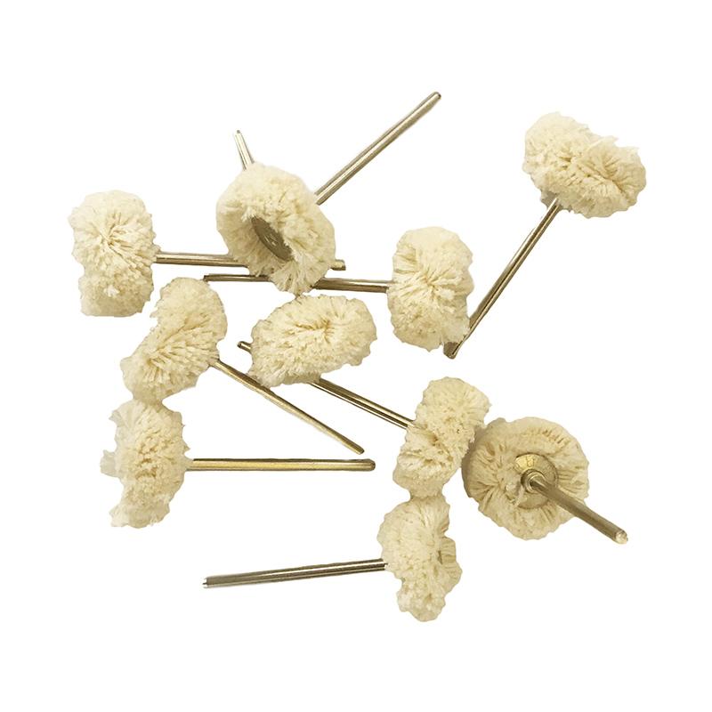 10 шт./пакет, щетки для полировки зубов, шерстяные колеса, ткань, хлопок, конский волос, полировщик зубов, низкая скорость, прямой наконечник