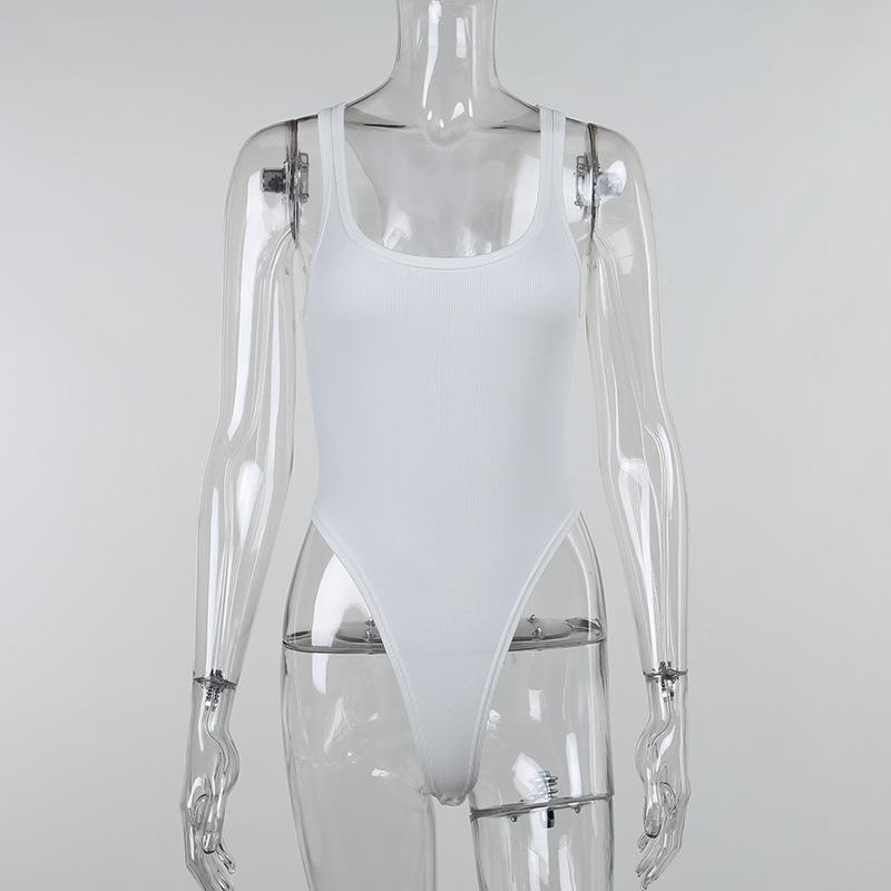 Y2K Summer Camisole Vest Knitted Slim Fit Top European and American Women's Sexy Solid Color Sports Jumpsuit