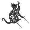 Статуэтка Черного Кота Милый Черный Кот Яркий Внешний Вид Полый Дизайн Прочный Металл Декор Черного Кота для Дома Сада Заднего Двора