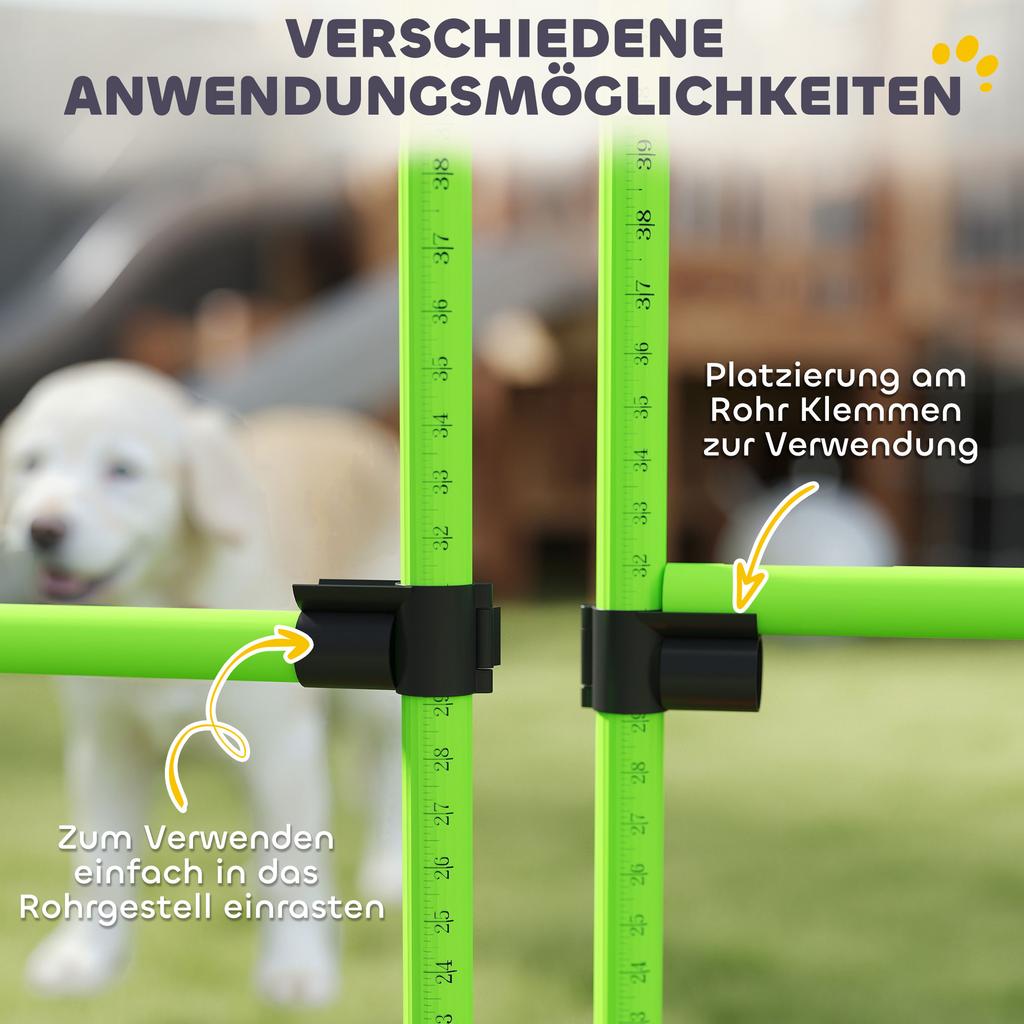 Dog Agility Set, 4-Piece Height-Adjustable Agility Equipment with 4 Hurdles, Carry Bag, 99 x 65 x 94 cm, Green