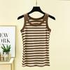 Повседневные женские облегающие майки с тонкими бретелями, модные майки без рукавов, свободные летние майки с круглым вырезом, полосатые майки