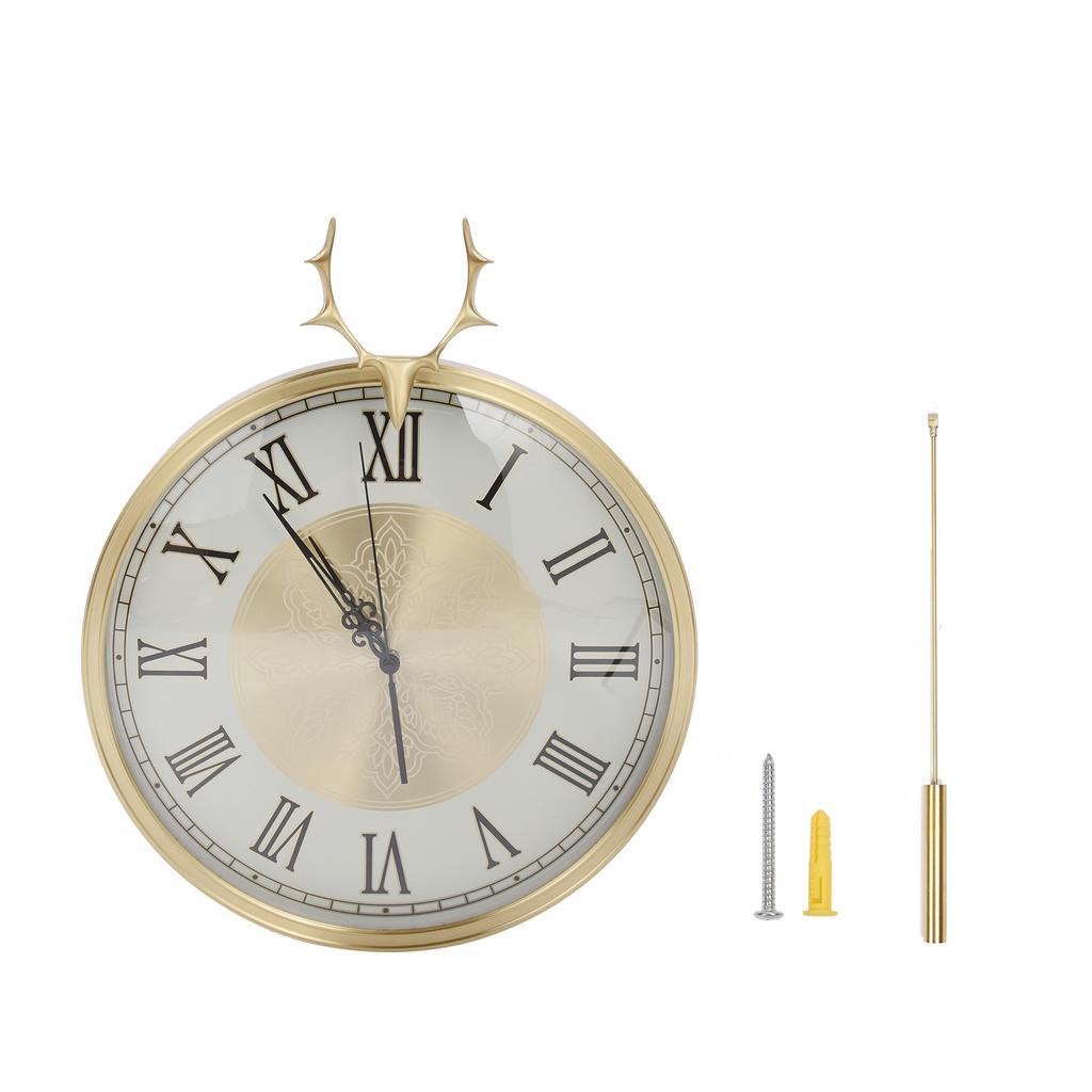 Настенные часы Бесшумные медные европейские часы с маятником из чистой меди для интерьера гостиной