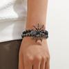 BLINGBAY Women's Gothic Punk Spider Bracelet Black Beaded Multi-Layer Statement Wristband