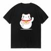 Unisexeki Neko Print Women T Shirt Short-sleeved Personalize Summer Female T-shirts Graphic Tees Japanese Lucky Cat Kawaii Tshirts