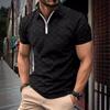 Summer Polo Shirt Checkerboard Zipper Men's Sports Polo Shirt