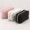 1Pcs Women Cosmetic Bag Corduroy Solid Color Makeup Pouch Travel Portable Wash Toiletry Storage Bag Organizer Purse