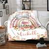 Cute Baby Elephant With Floral Rainbow And Personalized Design Throw Customizable Blanket Personalized Name Soft Cozy Perfect For Sofa Couch Office