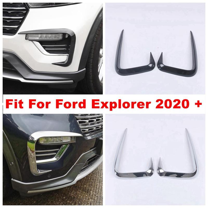 Front Bumper Fog Lights Lamps Blade Stripes Cover Trim Fit For Ford Explorer - ABS Chrome / Carbon Fiber Accessories
