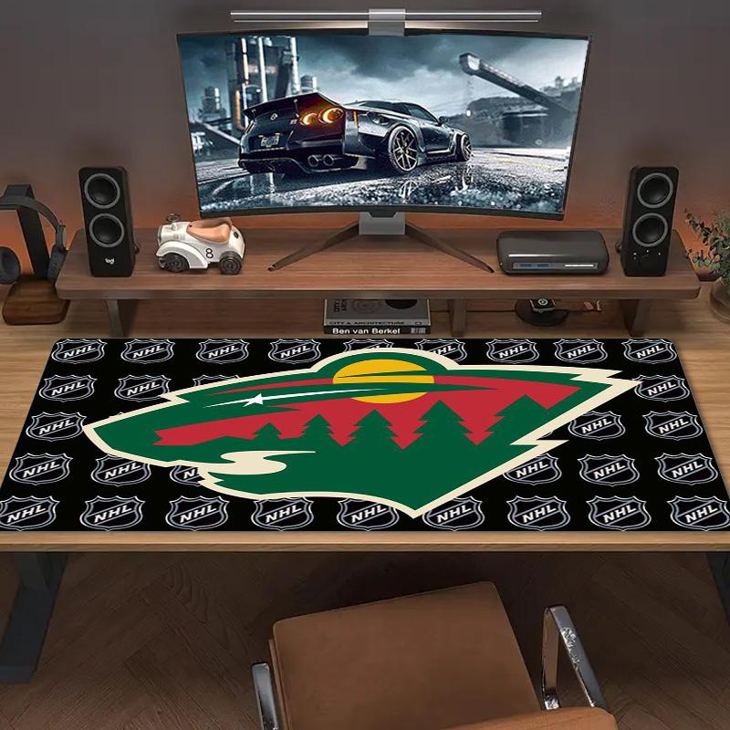 Коврик для мыши с логотипом Minnesota Wild, большой, для игровой поверхности стола, нескользящий, для ноутбука, планшета, большой коврик для мыши XXL, коврик для мини-ПК, с заблокированным краем