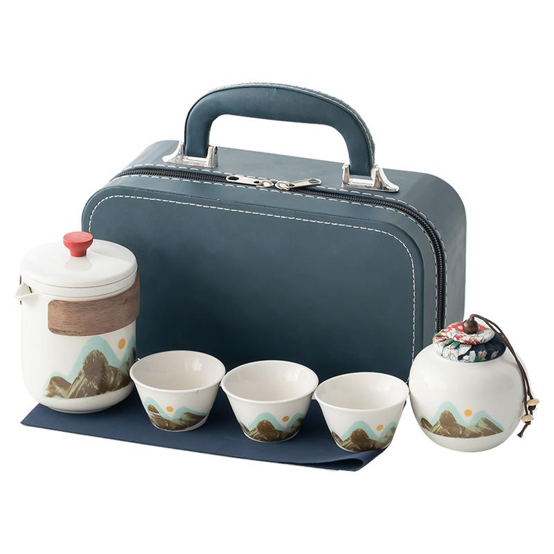 Outdoor travel tea set Small set Portable Kung Fu tea set Kuaike cup business gifts Holiday printing