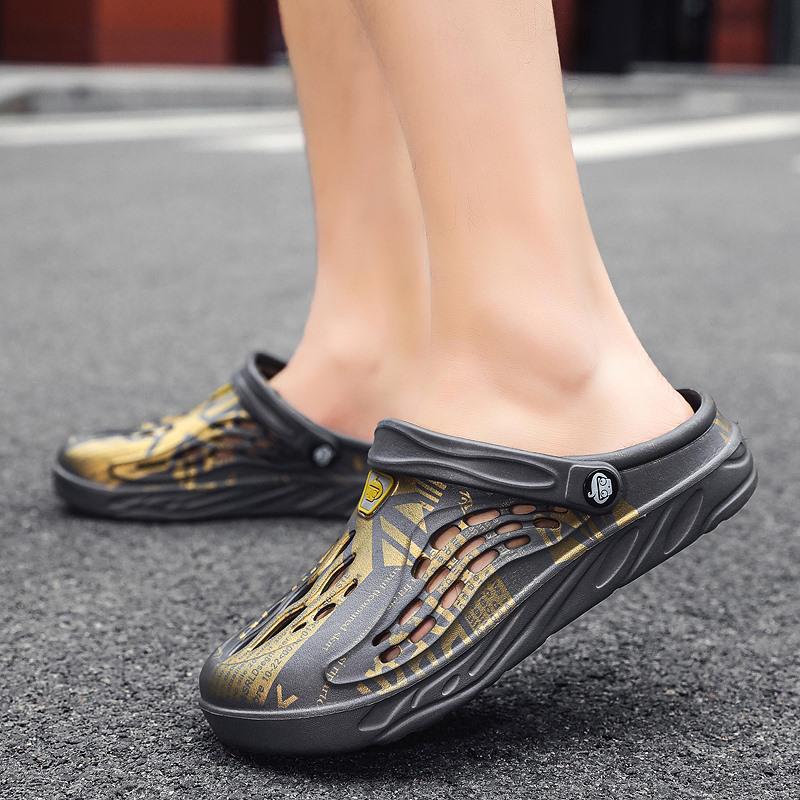 Men's Trendy Plus Size Closed-Toe Clog Sandals - Breathable Fashion Outdoor Slippers