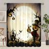 2 Pieces of Halloween Demon Pumpkin Castle Moonlight Printing Curtain - Polyester Material - Suitable for Bedroom Living Room St