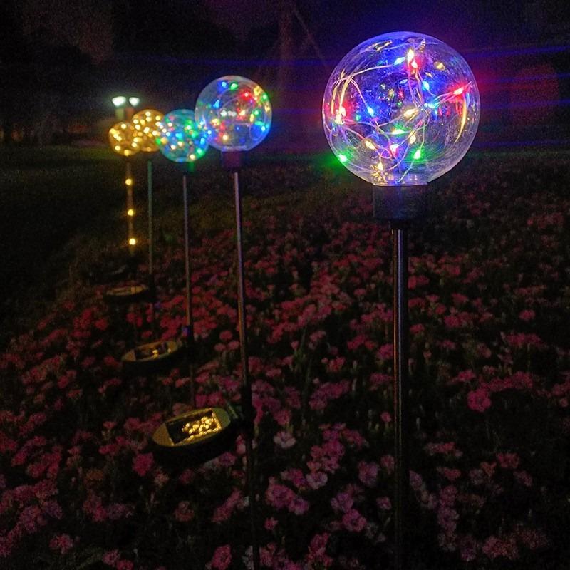 Solar copper ball lamp garden courtyard decorative landscape insert lamp outdoor decorative lawn lamp