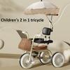 2 In 1 Kids Tricycle Lightweight Portable Folding Pedal Bicycle Stroller Trolley with Removable Guardrail Toy Stroller Boy Girl