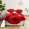 Red Rose Bed Sheets and Pillowcases for Double Beds Single 3D Flower Bedsheets Set with Pillow Case 2pcs 3pcs Queen Full Size