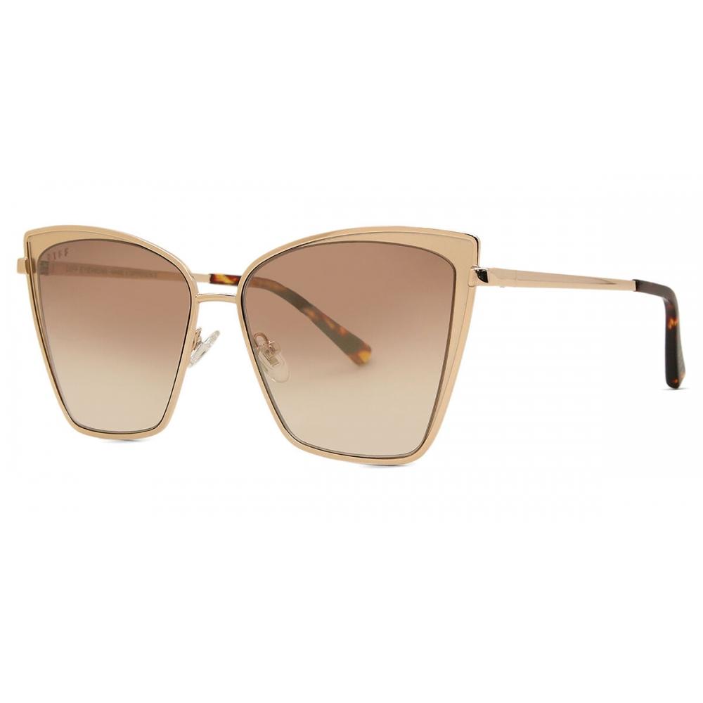 DIFF Becky Gold+flash Brown Gradient Lens Women Sunglasses