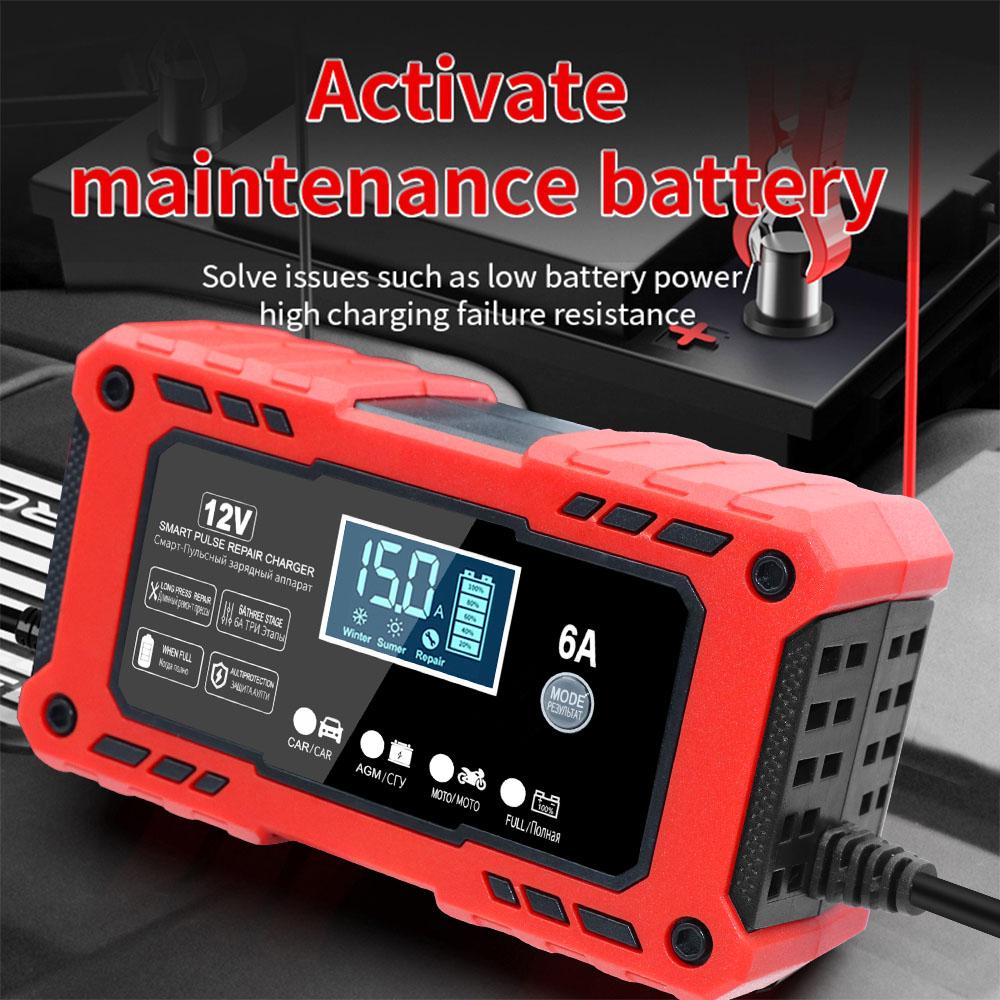 6A 12V Зарядные устройства для автомобильных аккумуляторов Интеллектуальное импульсное восстановление Автомобильные Хранение аккумуляторов Обслуживание аккумуляторов 150 Вт Мощность Зарядное устройство для грузовиков