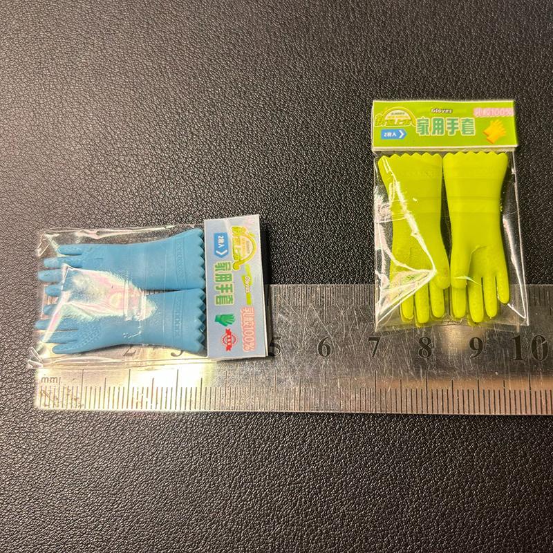 1 пара резиновых перчаток для кукольного домика, имитация длинных перчаток для уборки, декор для кукольной кухни 1:12 Аксессуары для мебели для кукольного домика