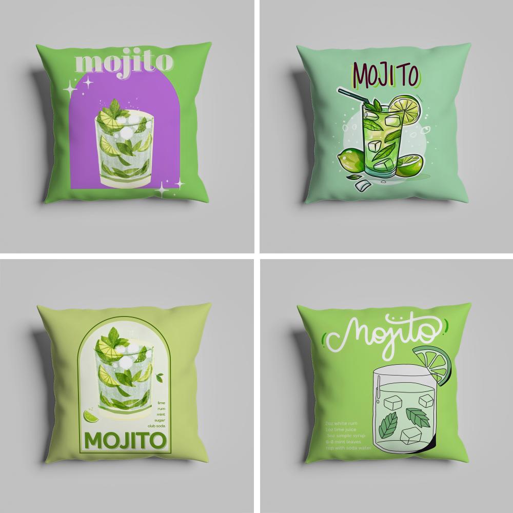 Pillow Case luxurious home office, sofa decorative Multi sized car seat cushions, pillowcases Mojito Cocktail Art