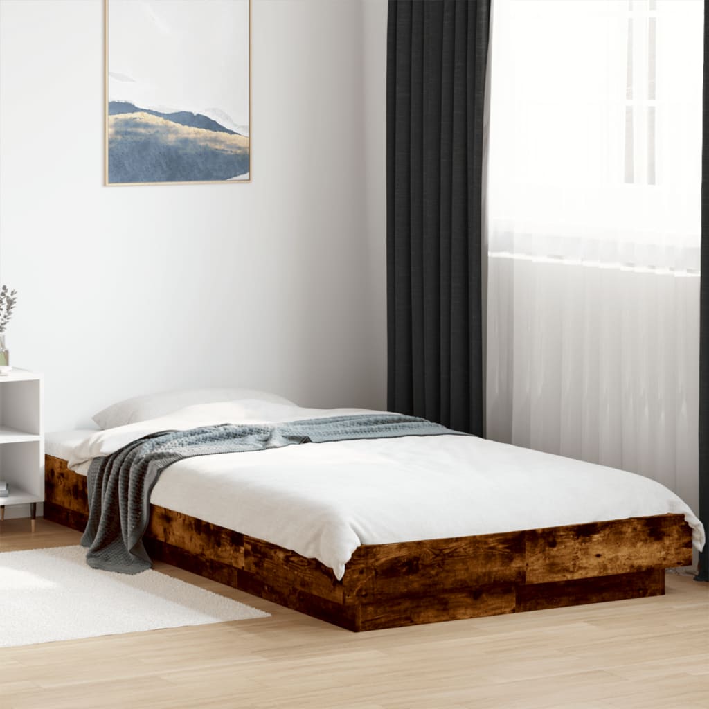 Vidaxl Rama Łóżka Z Led, Przydymiony Dąb, 90X190 Cm