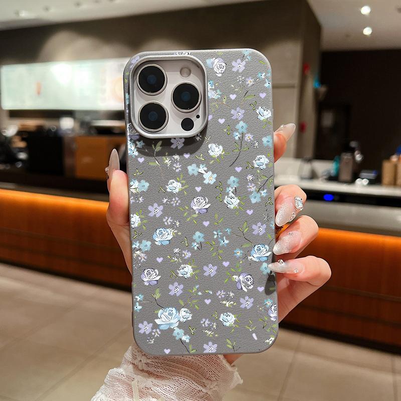 Маленький цветочный принт TPU кожа текстура тонкий чехол для телефона iPhone 16 Pro Max 15 Plus 14 Pro 13 12 11 мягкий матовый противоударный бампер чехол