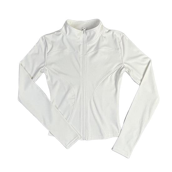 Women Sports Jacket Full Zip High Elasticity Yoga Jacket Stand Collar Slimming Fitness Top for Running Yoga Workout