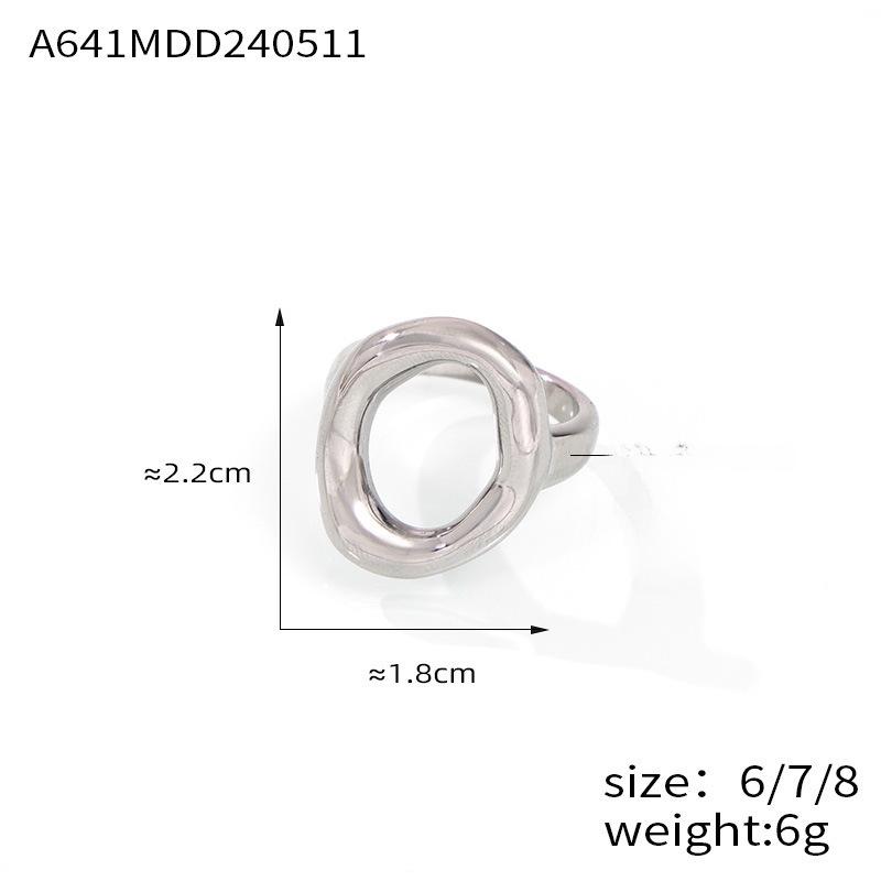 Hong Kong Cool Minimalist Geometric Oval Hollow Titanium Ring