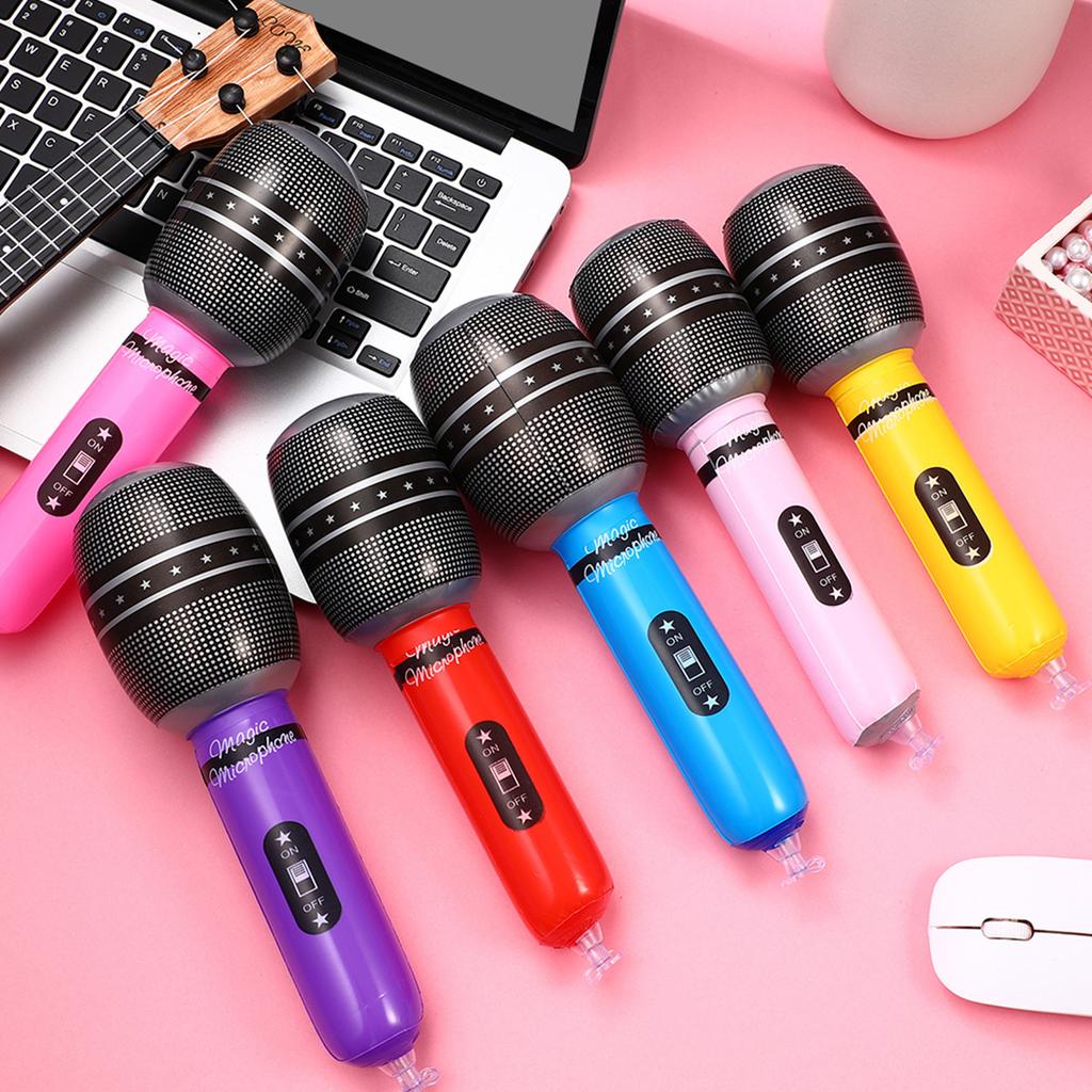 4Pcs Inflatable Microphones Random Color Blow Up Microphone Toys Music Party Decoration Props Inflatable Instrument