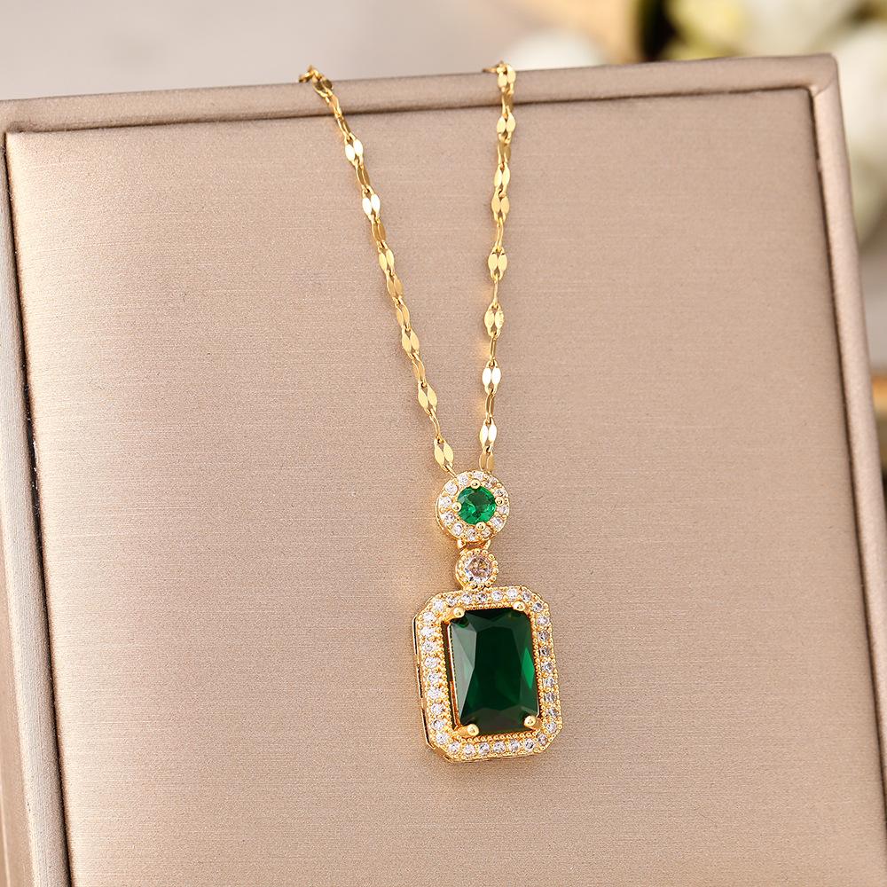 2025 New Colorful Zircon Stainless Steel 18K Gold Plated Fashion Jewelry Necklace Ring Earring for Wedding Gift