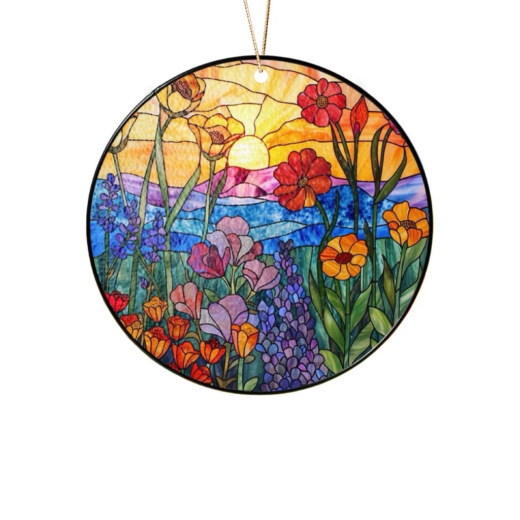 Пляжный закат Suncatcher Орнамент Акриловое украшение для окна, креативное освещение Craft Подвесной домашний декор Подвесной