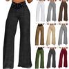 Women's Hollow Belt Trousers Temperament  Flared Trousers High Waist Casual Wide Leg Pants