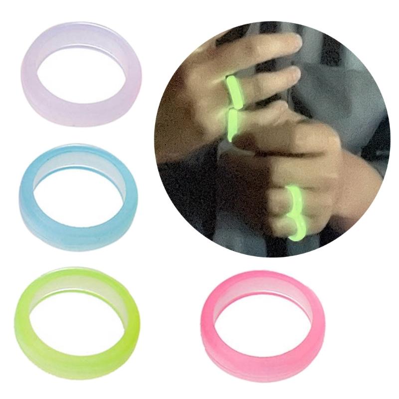 10 Pcs Fashion Resin Luminous Ring Rings Minimalist Aesthetic Finger Rings Simple Candy Color Stackable Ring Jewelry