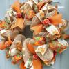 Fall Wreath Autumn with Bows Thanksgiving Day Decor Wall Hanging Ornament for Holiday Window