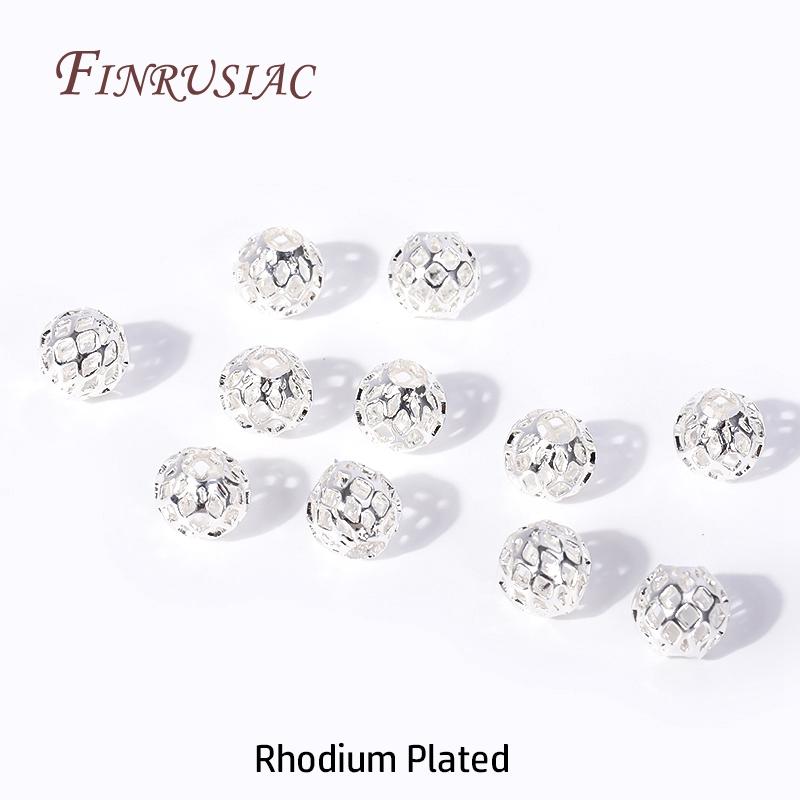 High Quality DIY Jewelry Accessories 4/5/6/8MM Brass Round Hollow Spacer Beads 18K Gold Plated Separator Beads Bracelet Beads