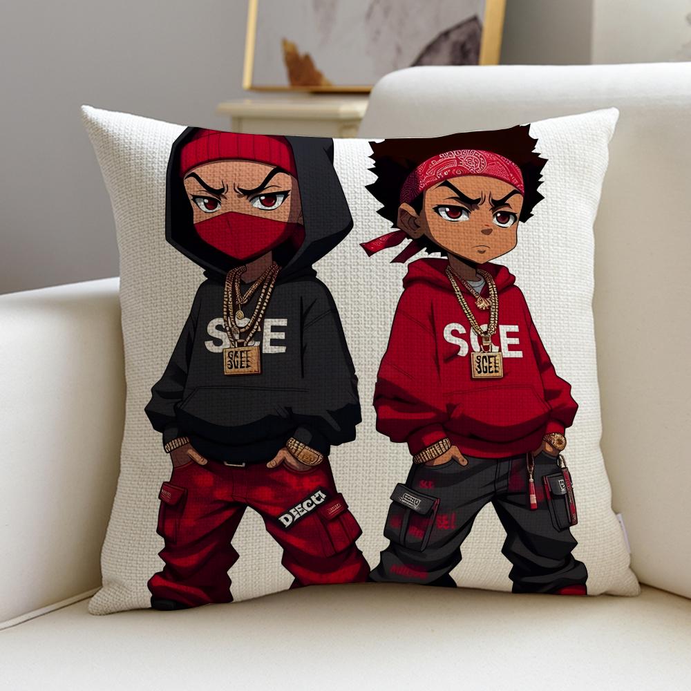 Sharp TThe BoondocksS Cushion Cover Breathable and skinfriendly linen pillowcase square removable and washable cushion